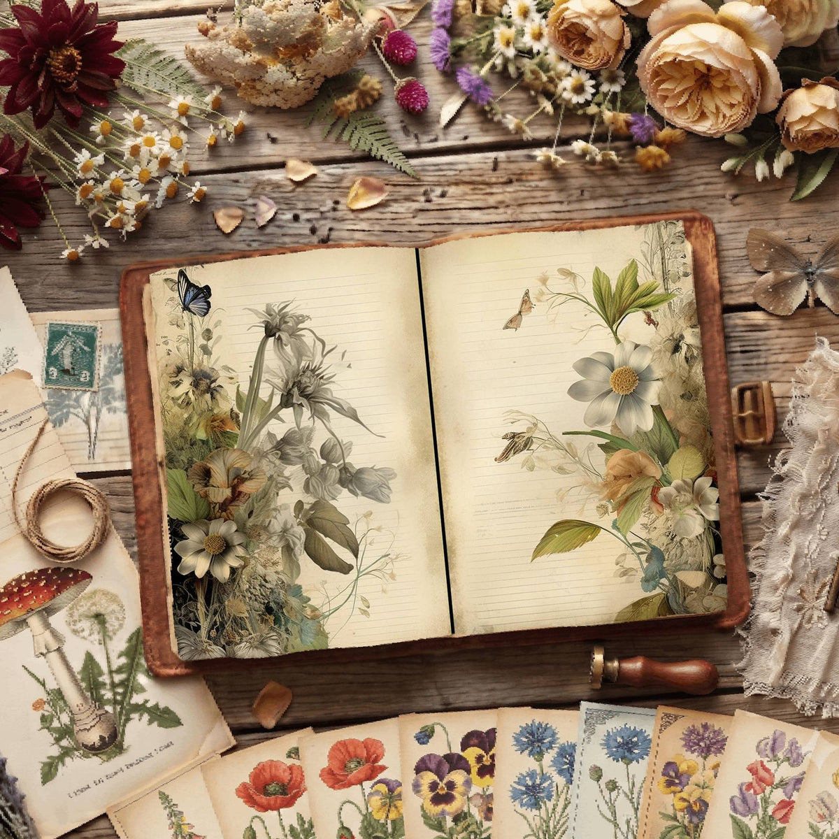 Vintage Botanical Digital Papers