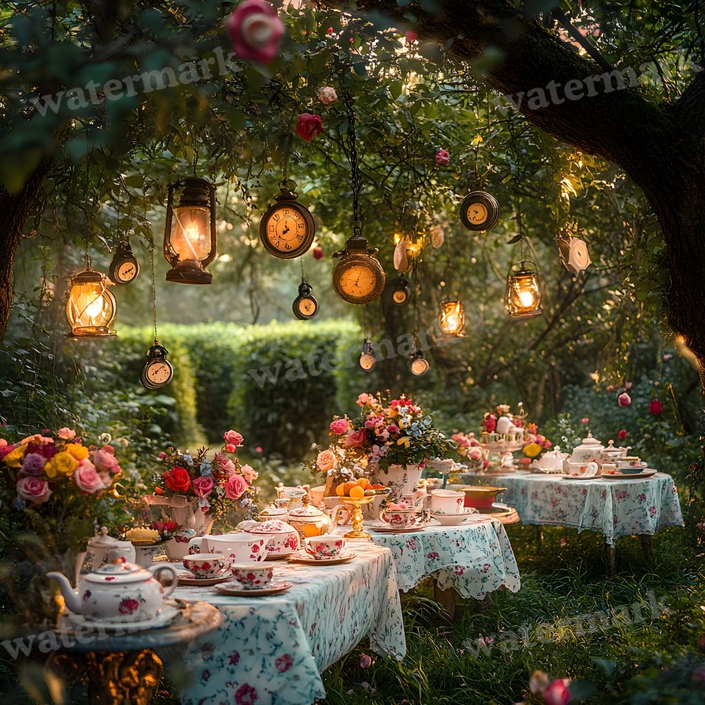Wonderland Tea Party Backdrop Images