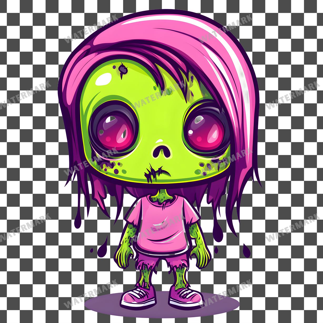 Zombie Kawaii Style Clipart Pngs