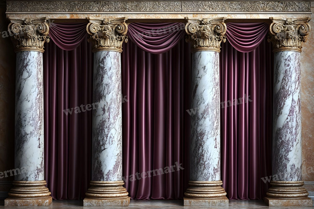 Baroque Marble Columns digital photo backdrop for photo editing, preview 21