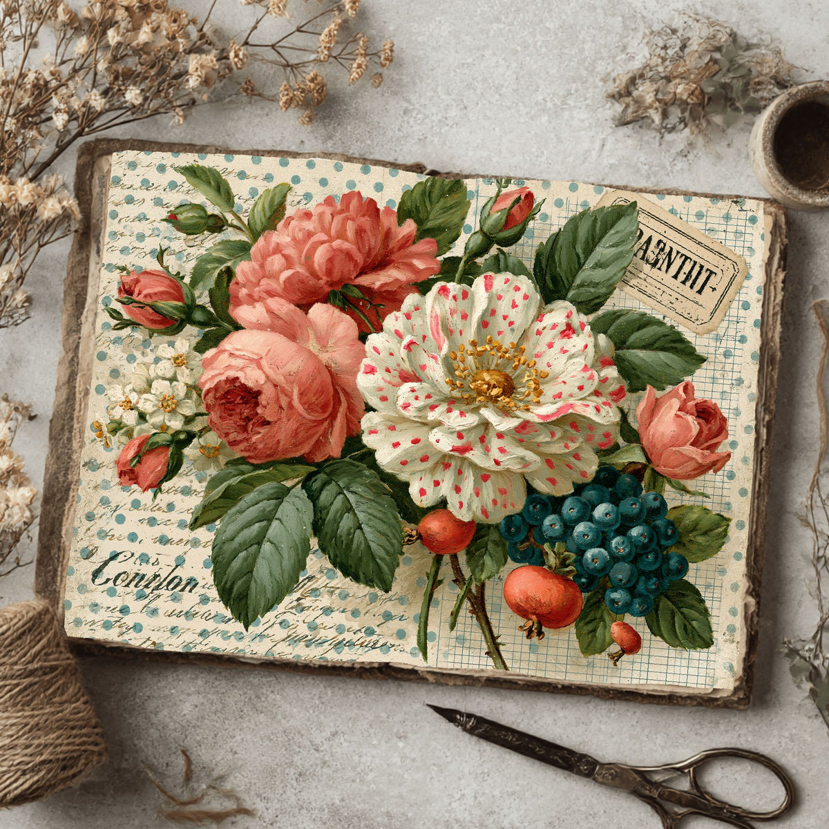 Faded Polka Dot Shabby Chic Journal Paper