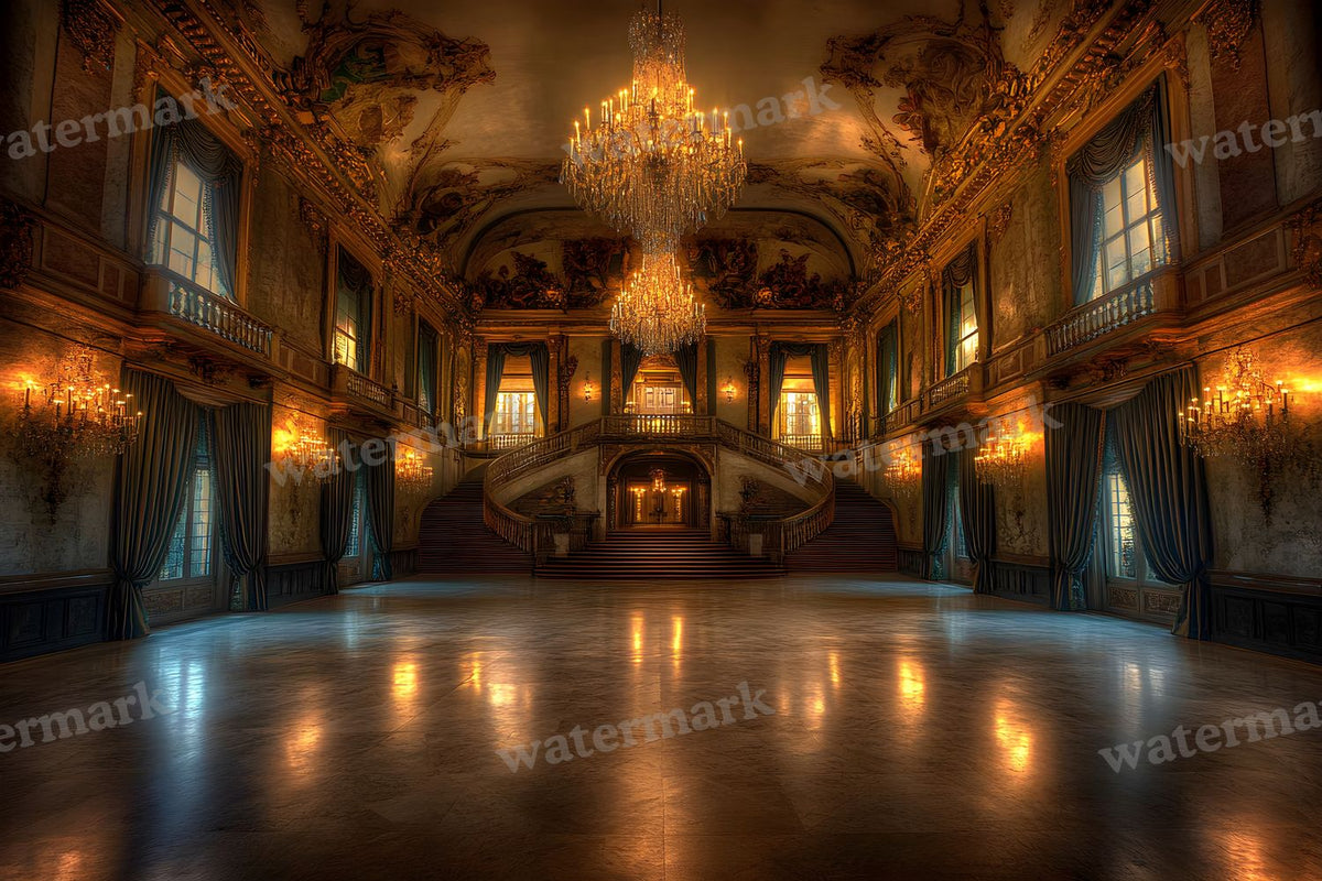 Royal Ornate Ballroom digital photo backdrop for photo editing, preview 21