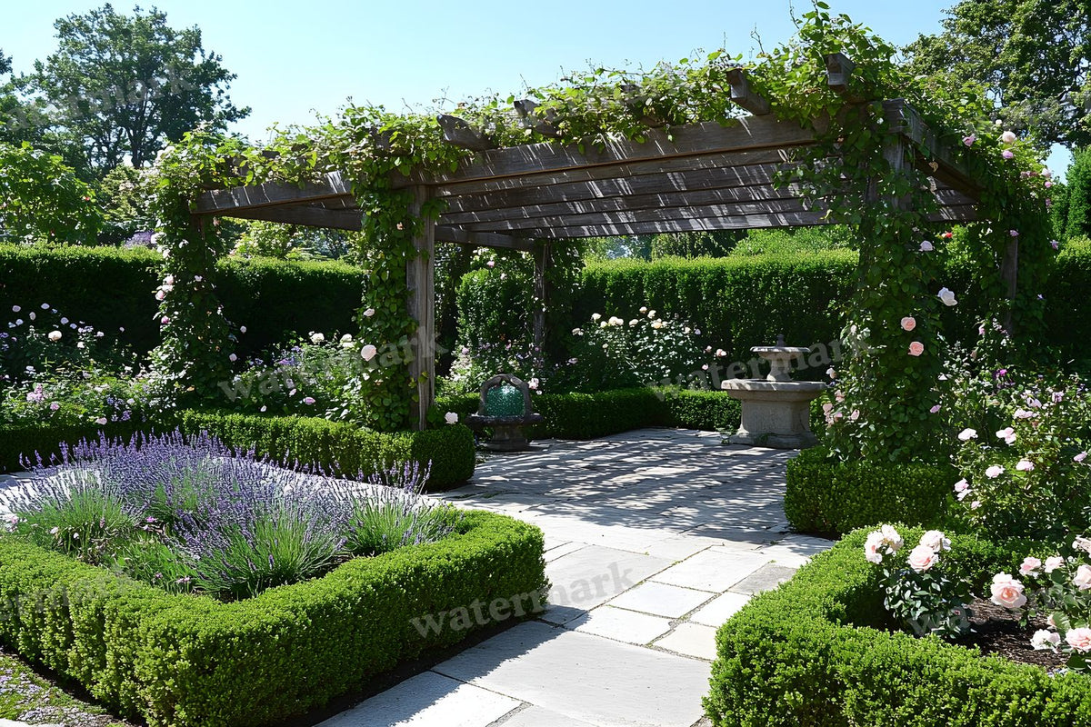 Secret Garden Pergola digital photo backdrop for photo editing, preview 21