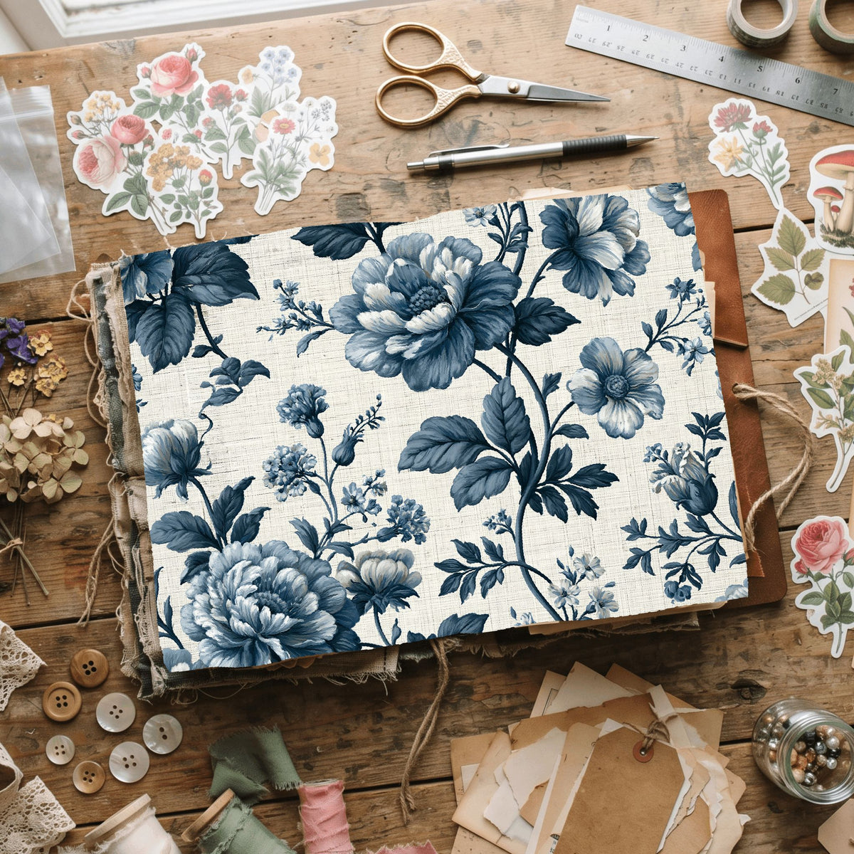 Vintage French Toile Floral Pattern