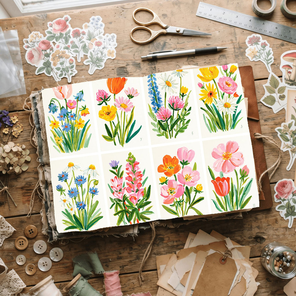 Watercolor Wildflower Botanical Illustration Set