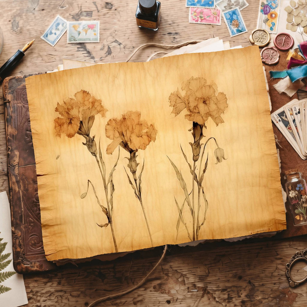 Autumn Carnations Digital Papers