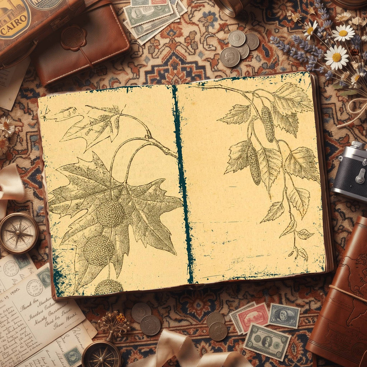 Botanical printable junk journal paper, page preview 22