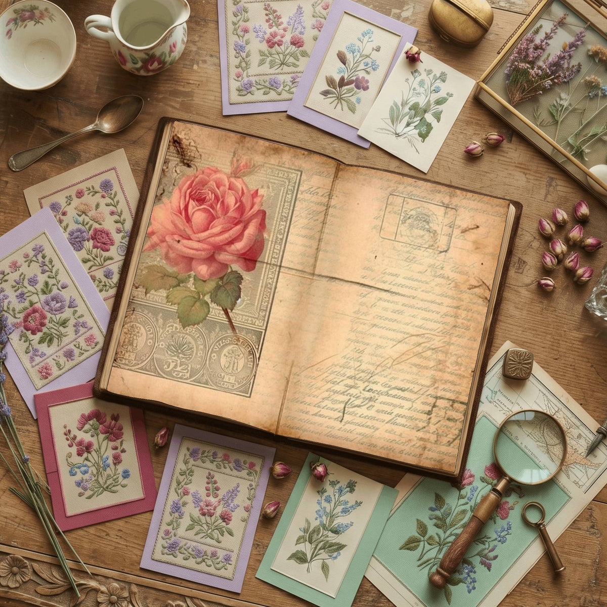 Faded Pink Roses Digital Papers
