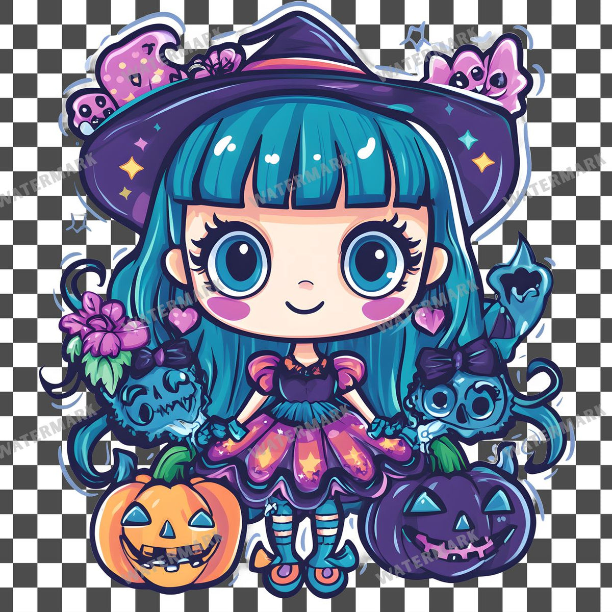 Halloween Kawaii Style Clipart Pngs