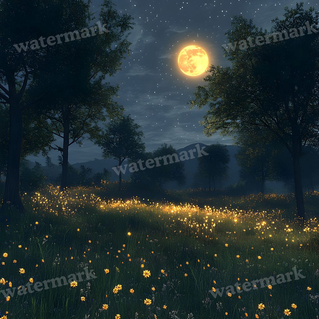 Moonlit Clearing Backdrop Images