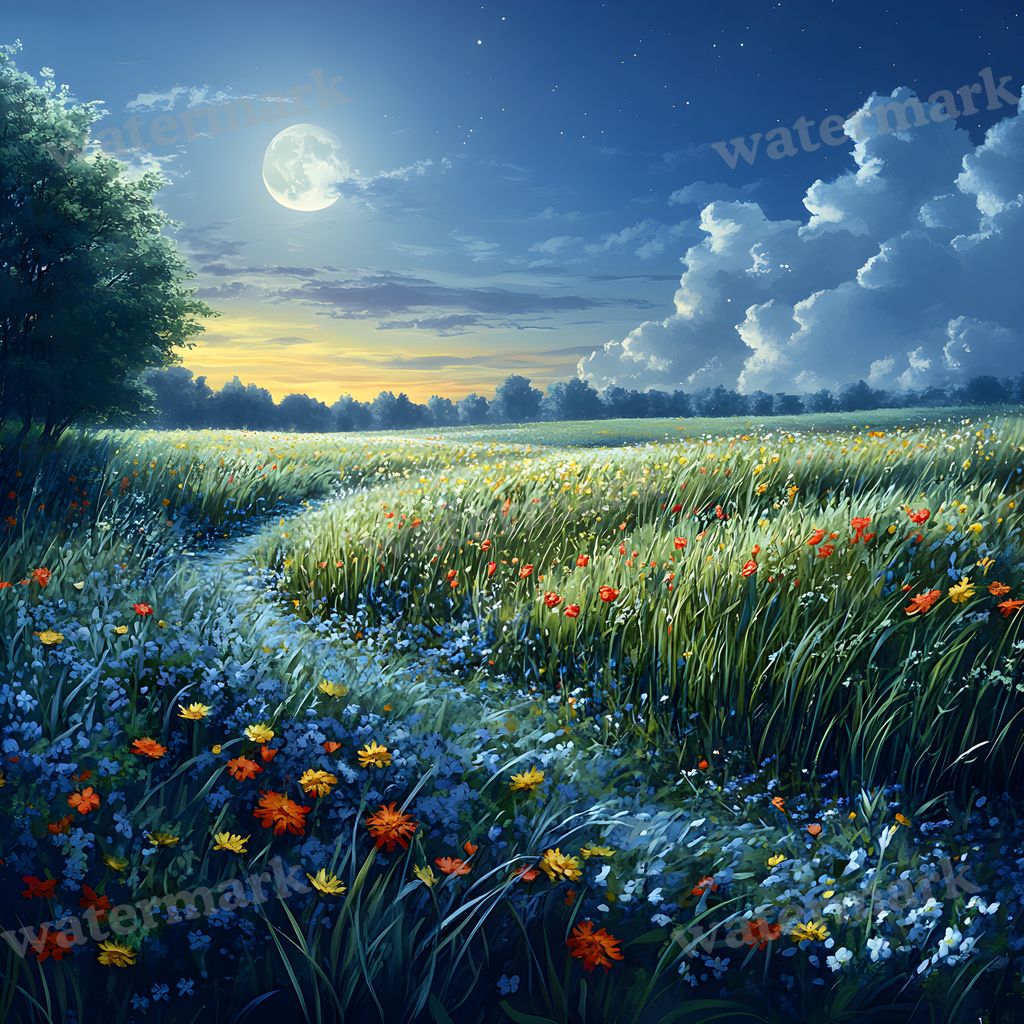 Moonlit Field Backdrop Images
