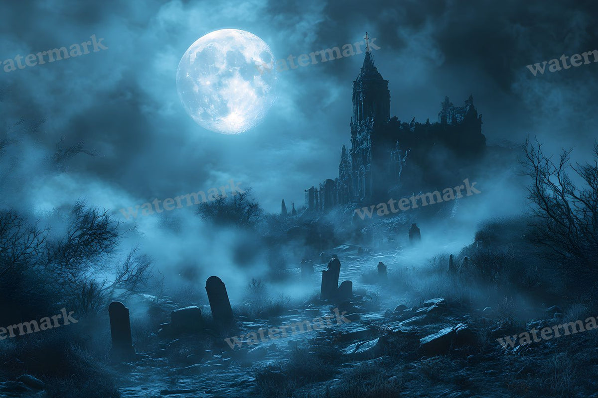 Moonlit Graveyard Backdrop Images
