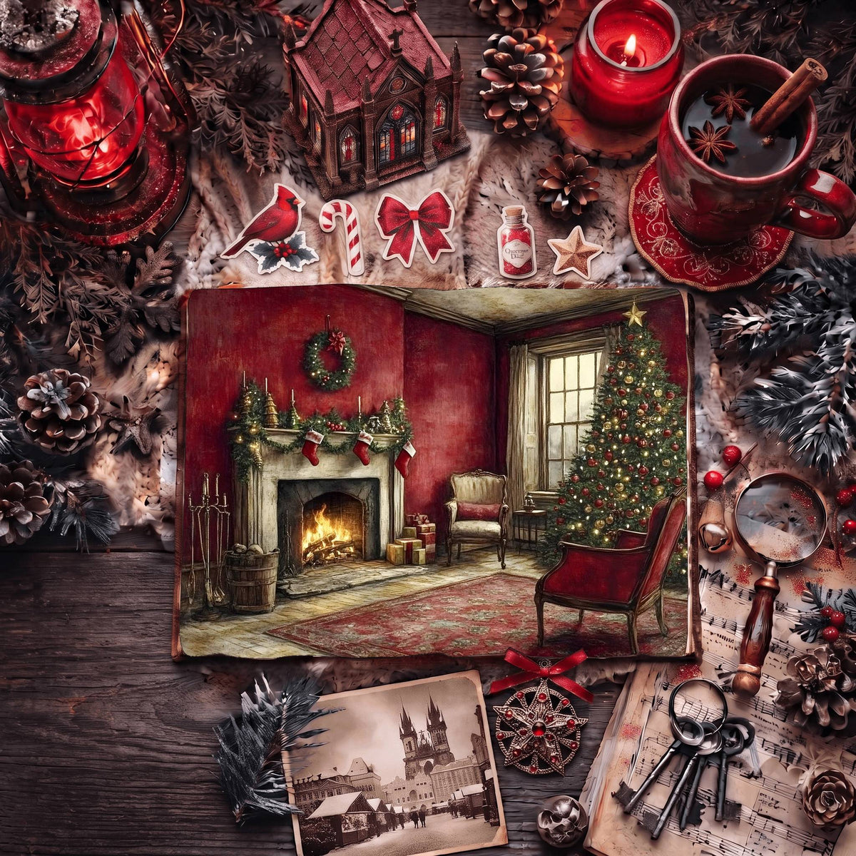 Red Christmas Digital Papers