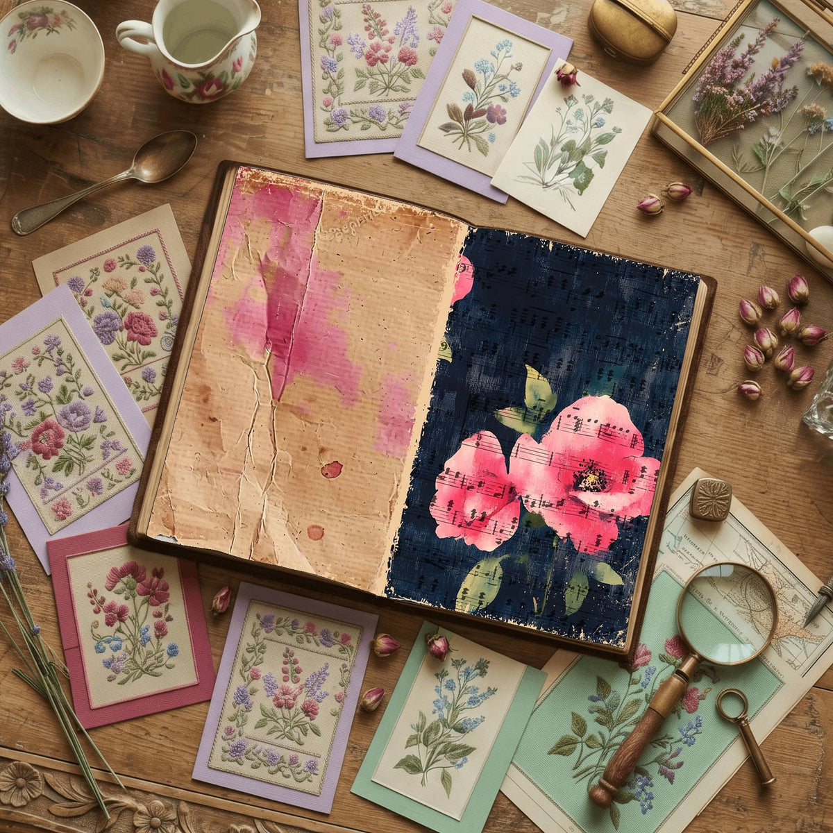 Rose printable junk journal paper, page preview 22