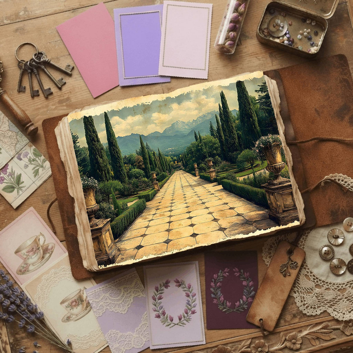 Royal Gardens printable junk journal paper, page preview 22
