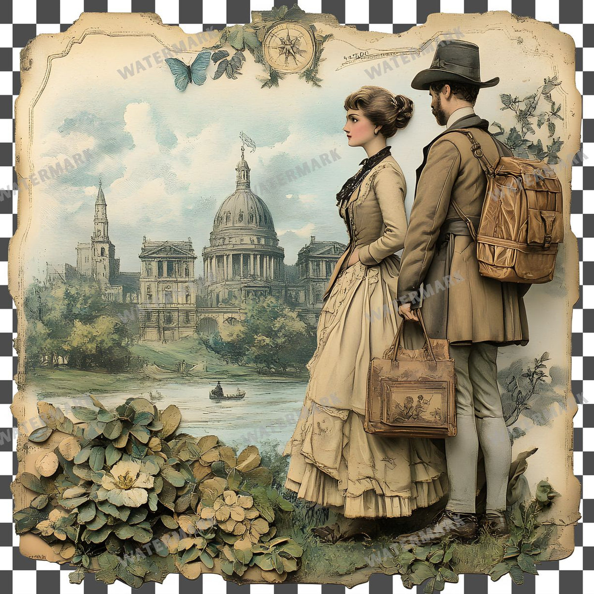 Travel Vintage Style Clipart Pngs