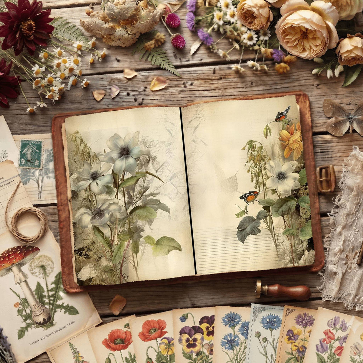 Vintage Botanical Digital Papers