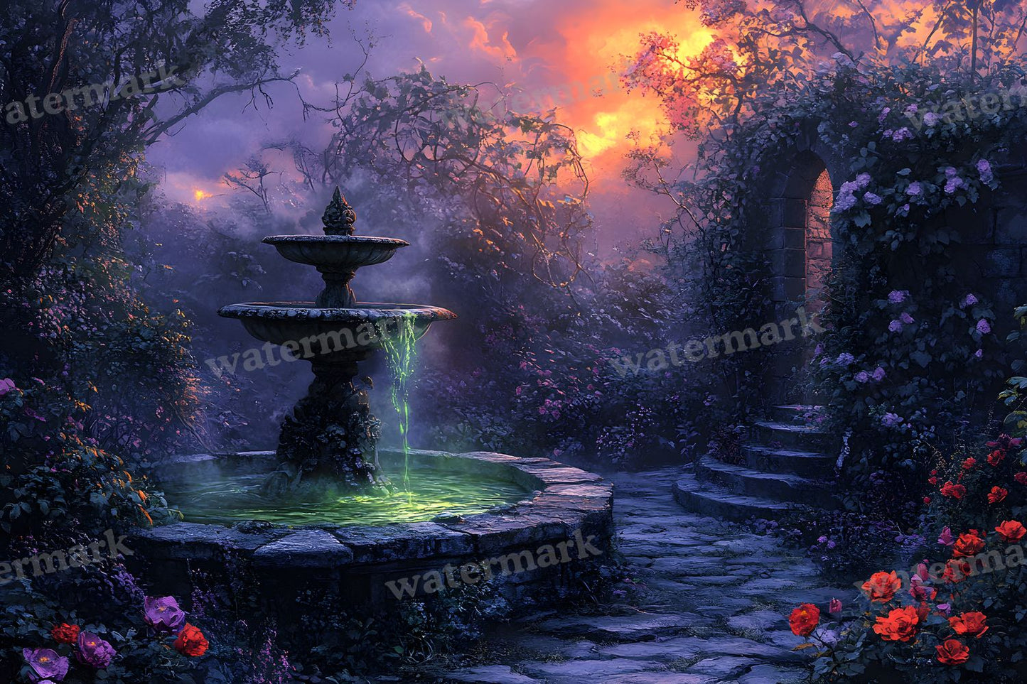 Witchs Eerie Garden Backdrop Images
