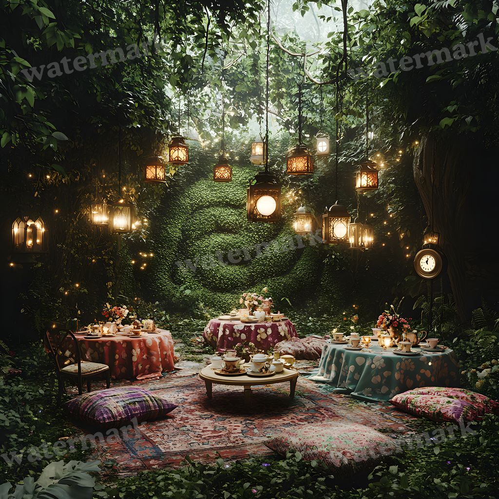 Wonderland Tea Party Backdrop Images