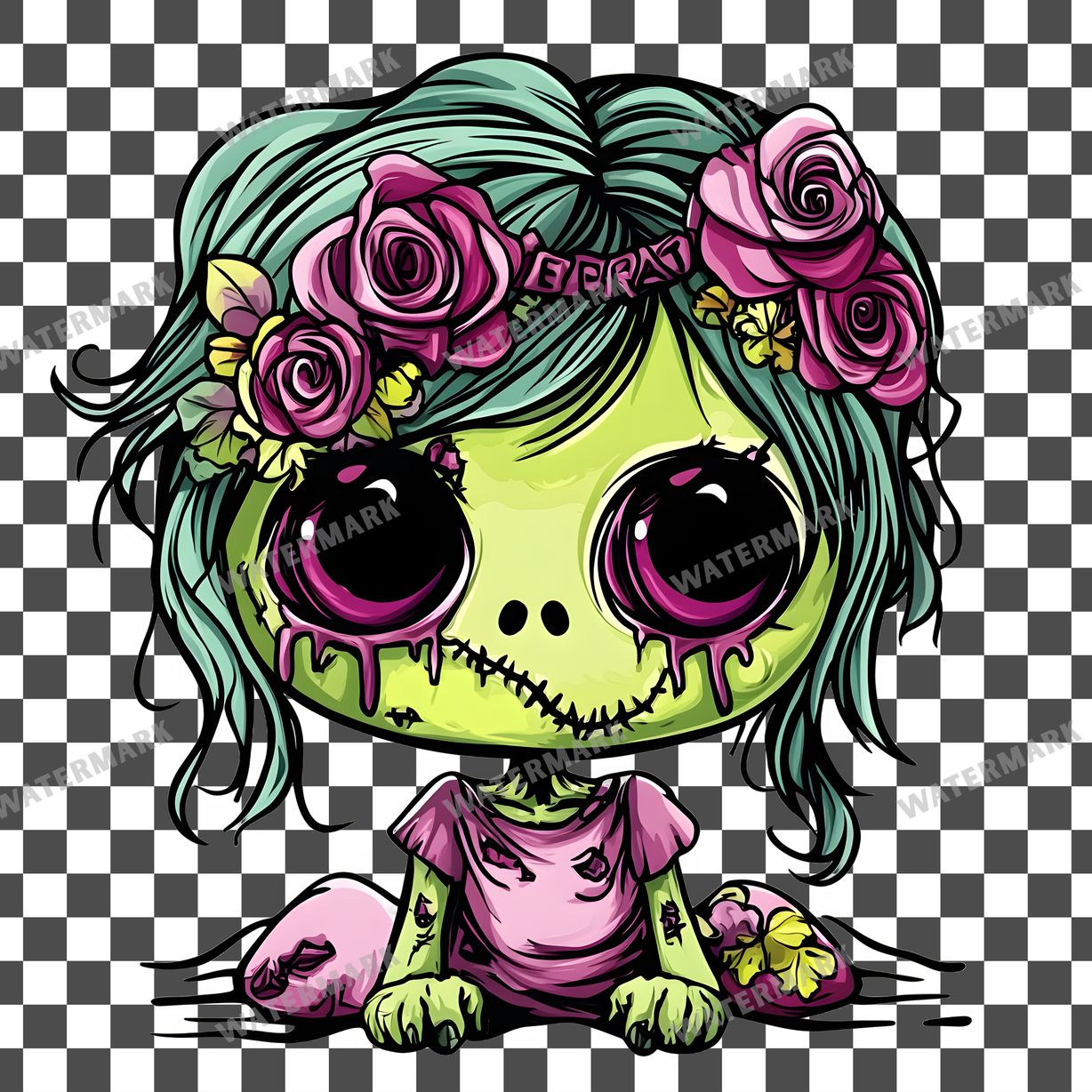 Zombie Kawaii Style Clipart Pngs