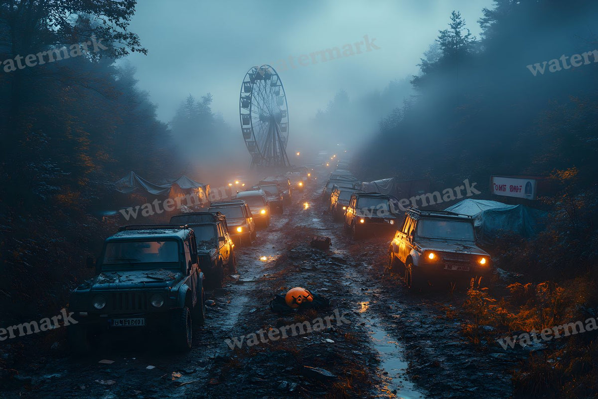 Abandoned Carnival Spooky Backdrop Images