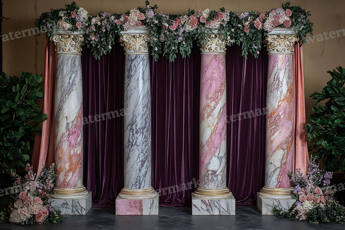 Baroque Marble Columns digital photo backdrop for photo editing, preview 22