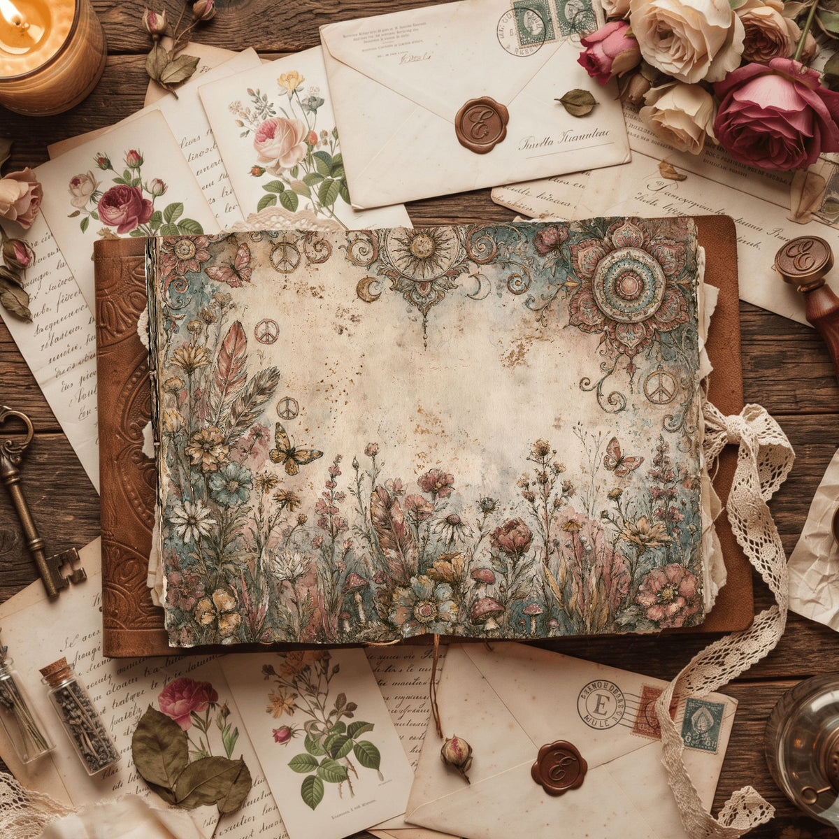 Bohemian Wildflower Journal Paper printable junk journal paper, page preview 23