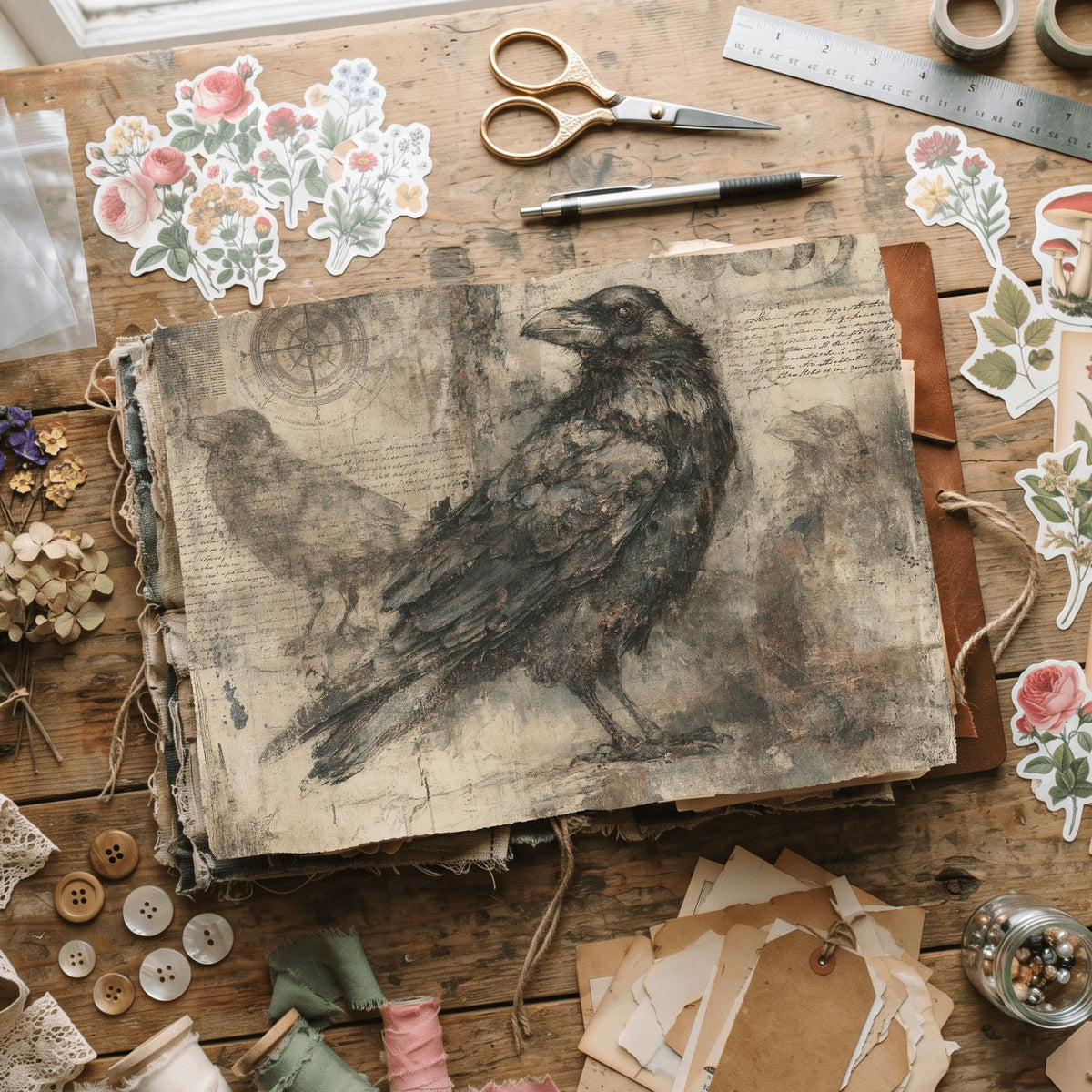 Mysterious Raven Journal Paper