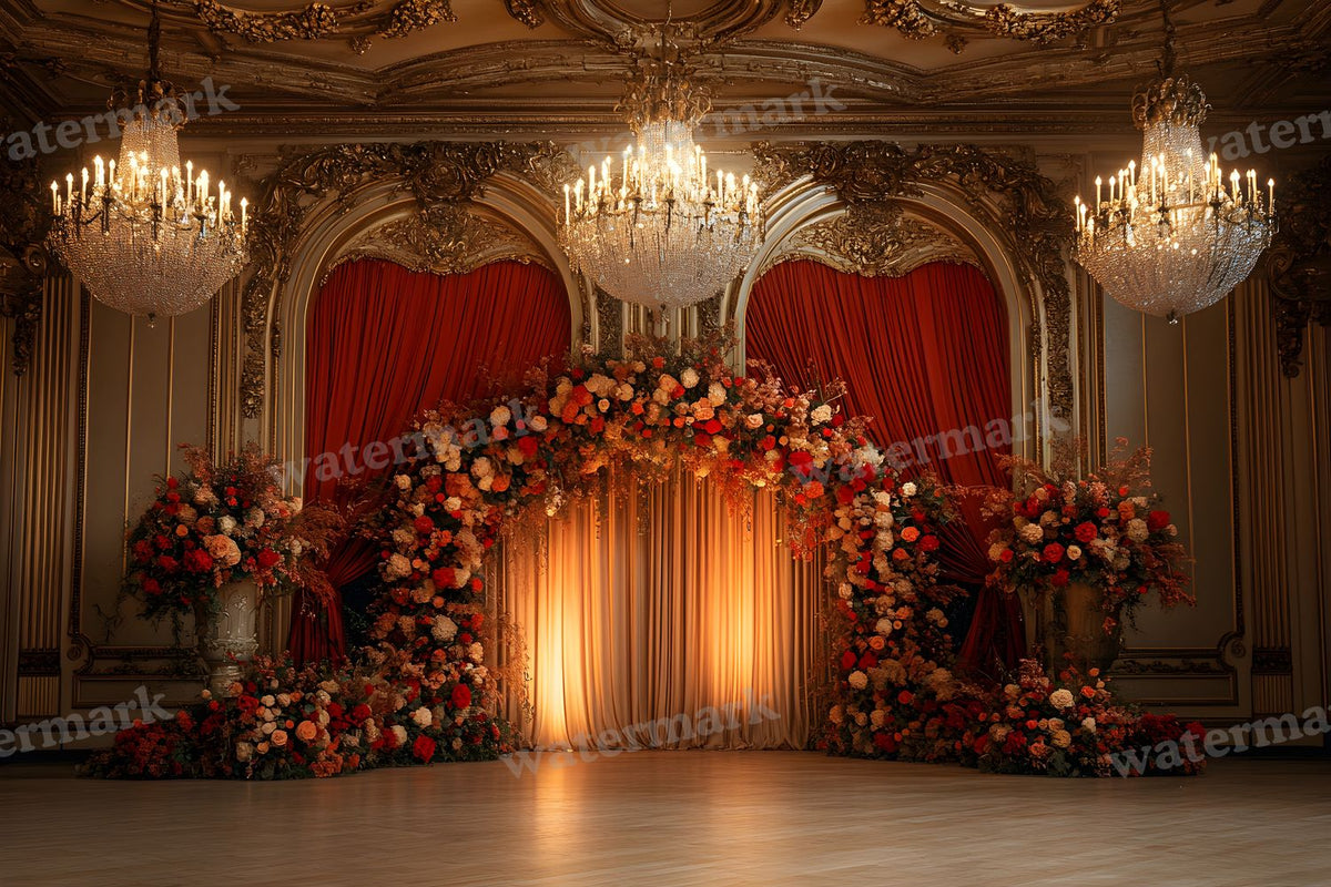 Opulent Wedding Ballroom digital photo backdrop for photo editing, preview 22