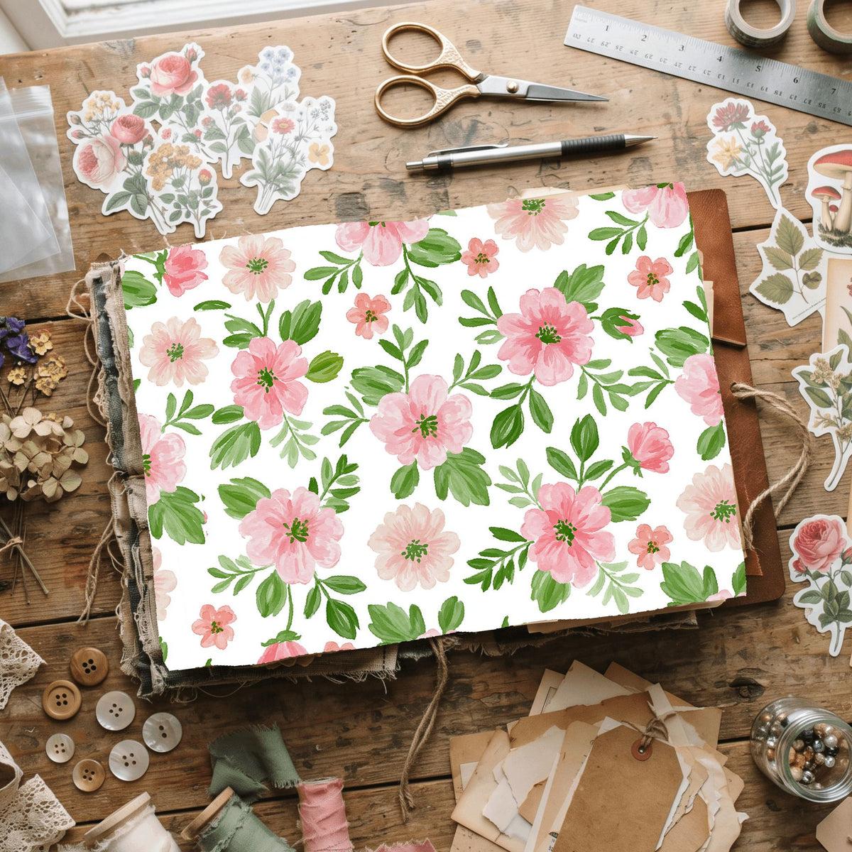 Pastel Pink & Green Watercolor Pattern