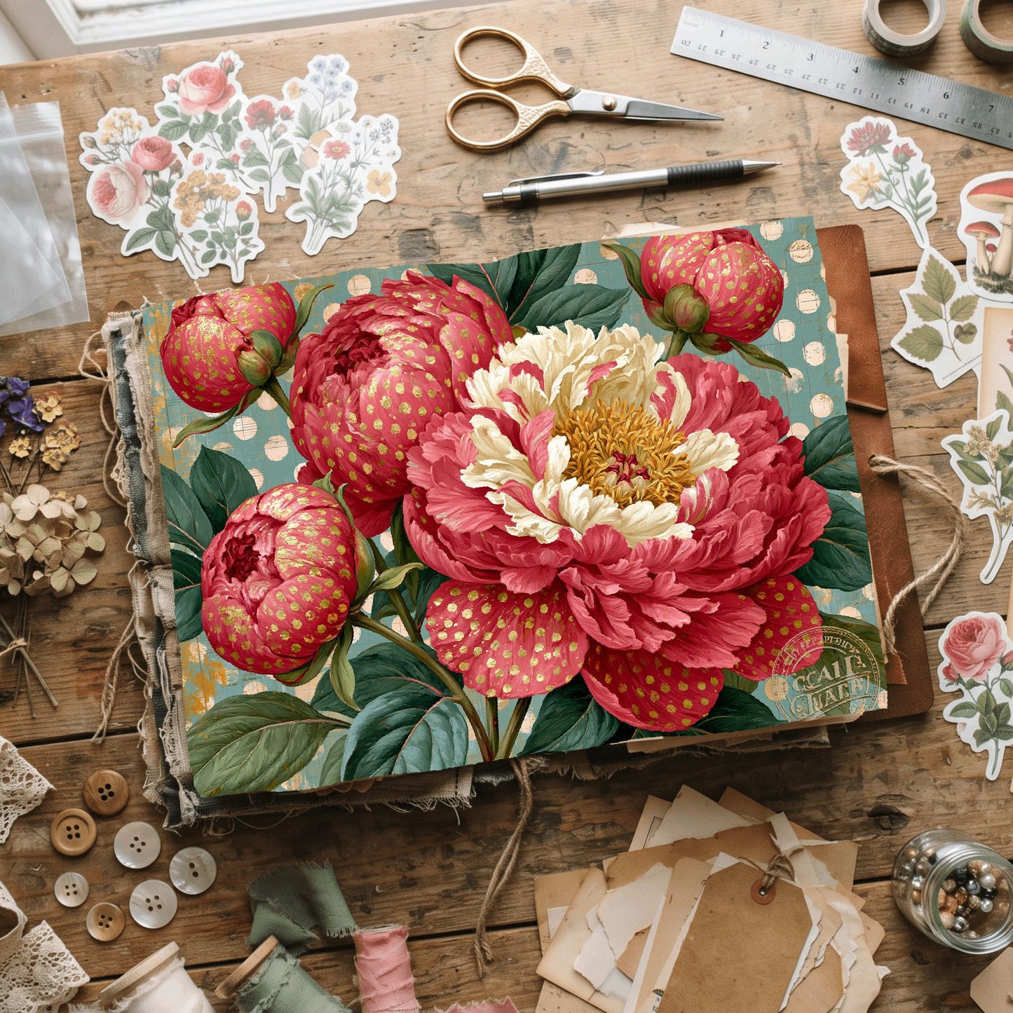 Pink & Gold Shabby Chic Journal Paper