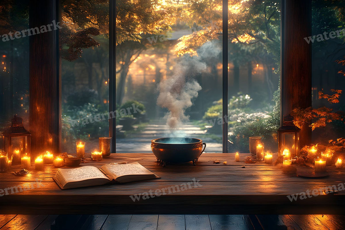 Dimly Lit Spellbook Room Backdrop Images