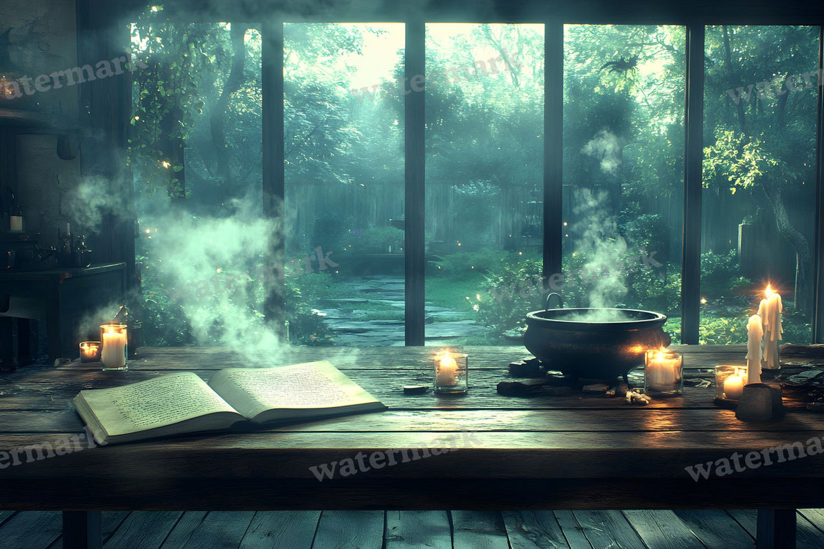 Dimly Lit Spellbook Room Backdrop Images