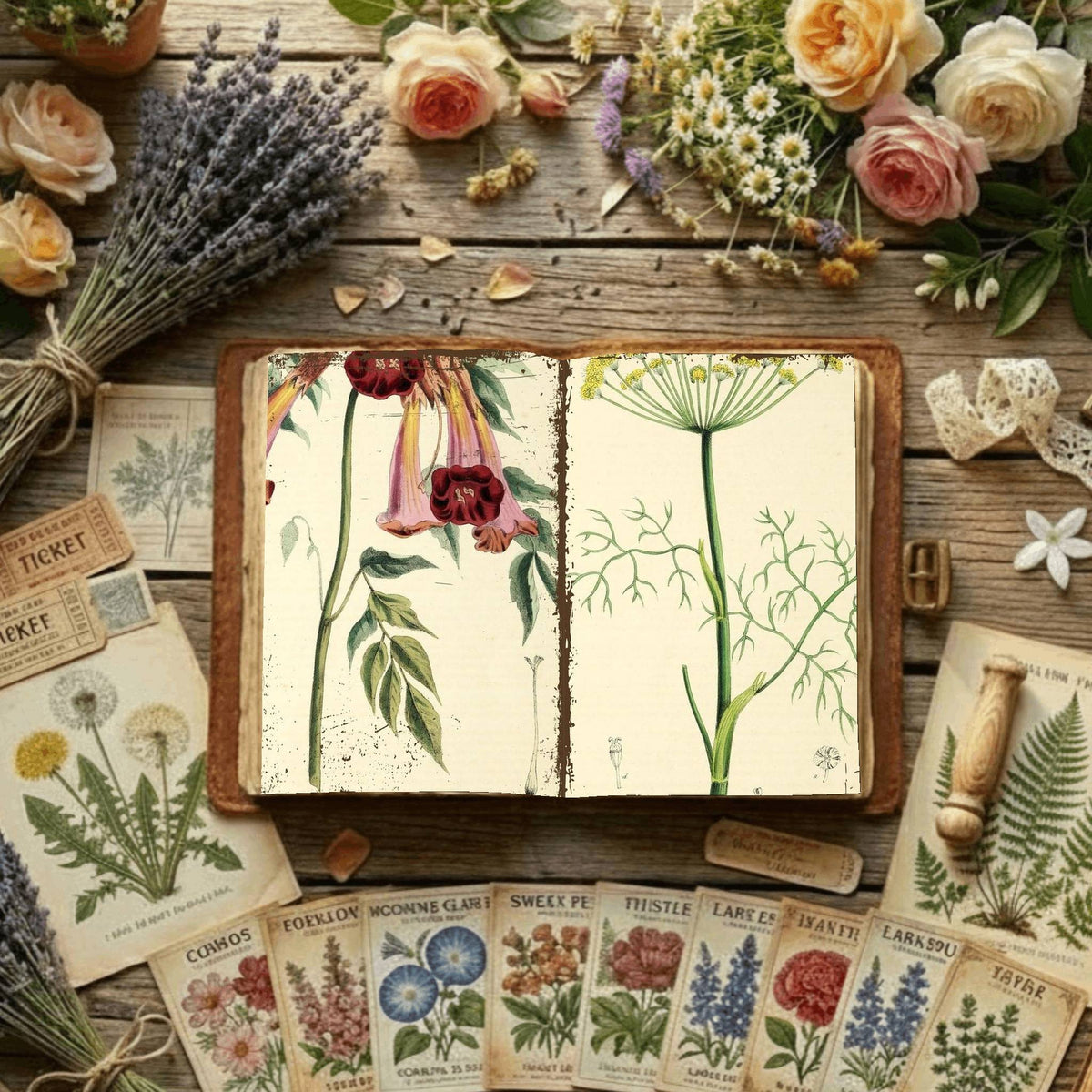 Floral Illustrations Digital Papers