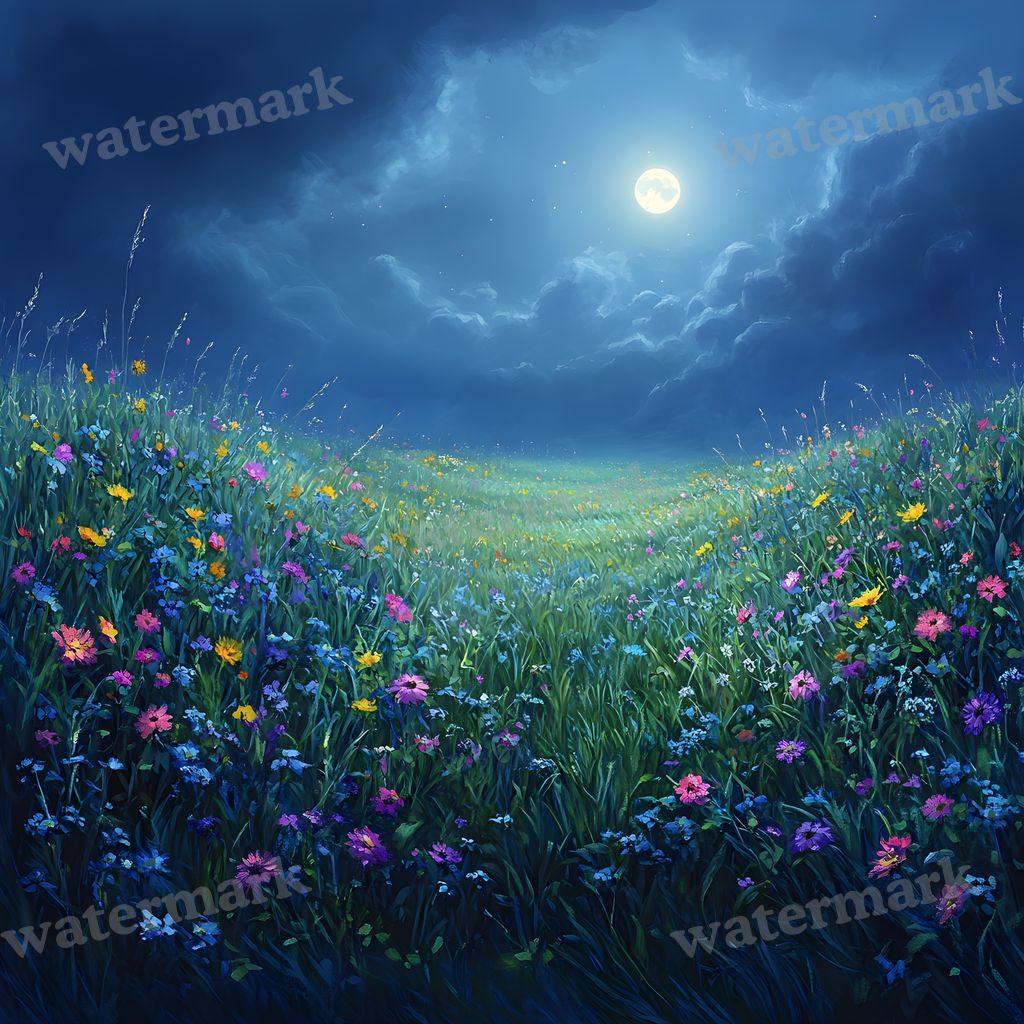 Moonlit Field Backdrop Images