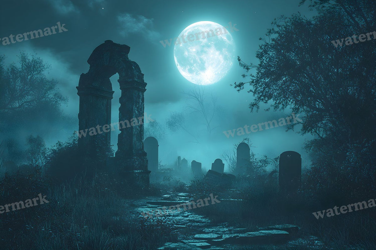 Moonlit Graveyard Backdrop Images