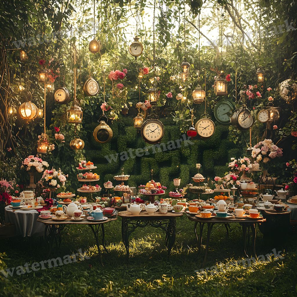 Wonderland Tea Party Backdrop Images
