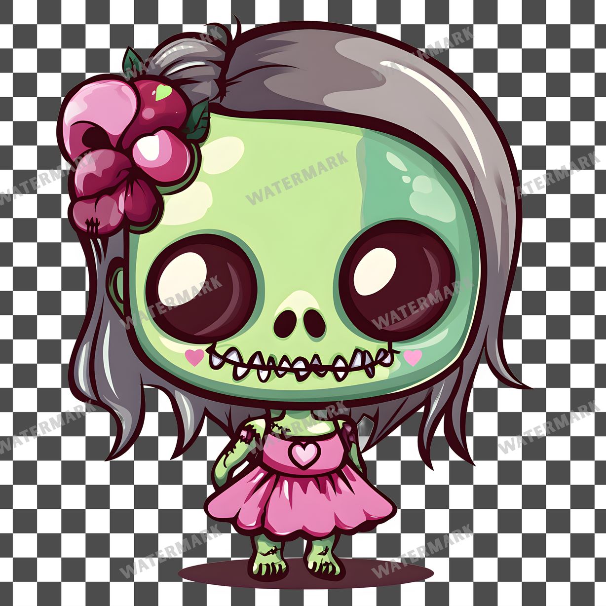 Zombie Kawaii Style Clipart Pngs