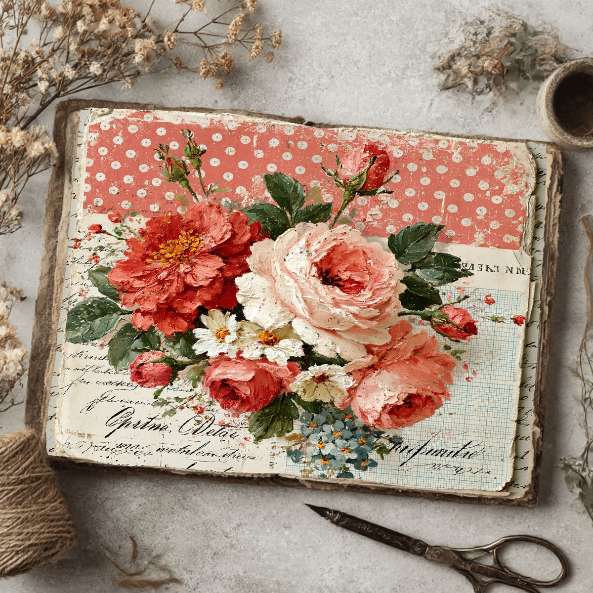 Faded Polka Dot Shabby Chic Journal Paper
