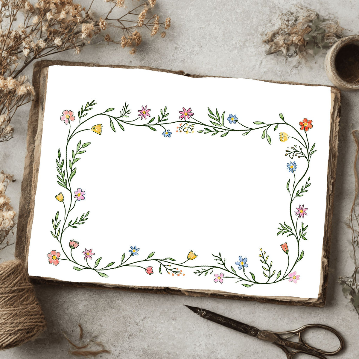 Folk Art Watercolor Floral Pattern