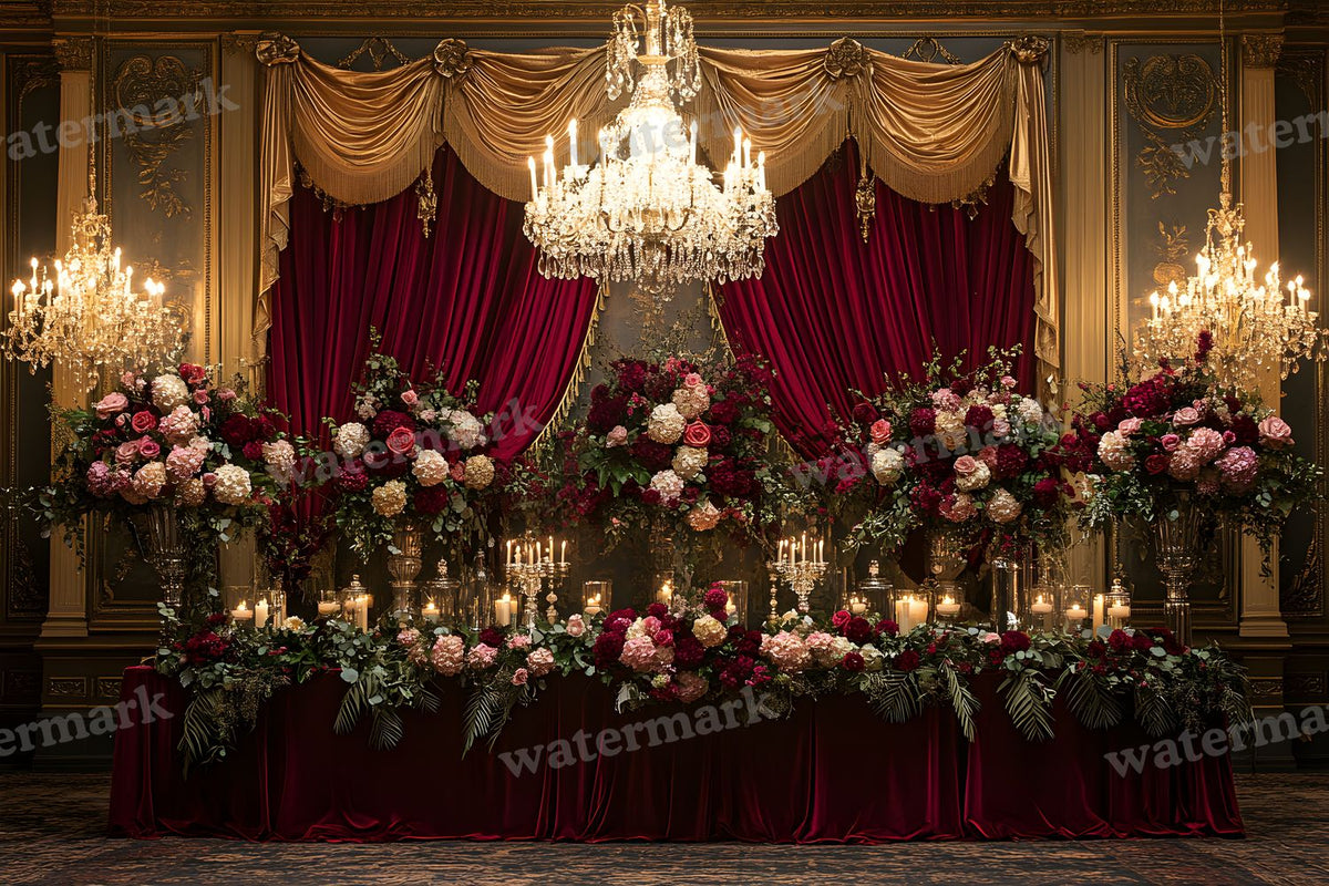 Opulent Wedding Ballroom digital photo backdrop for photo editing, preview 23