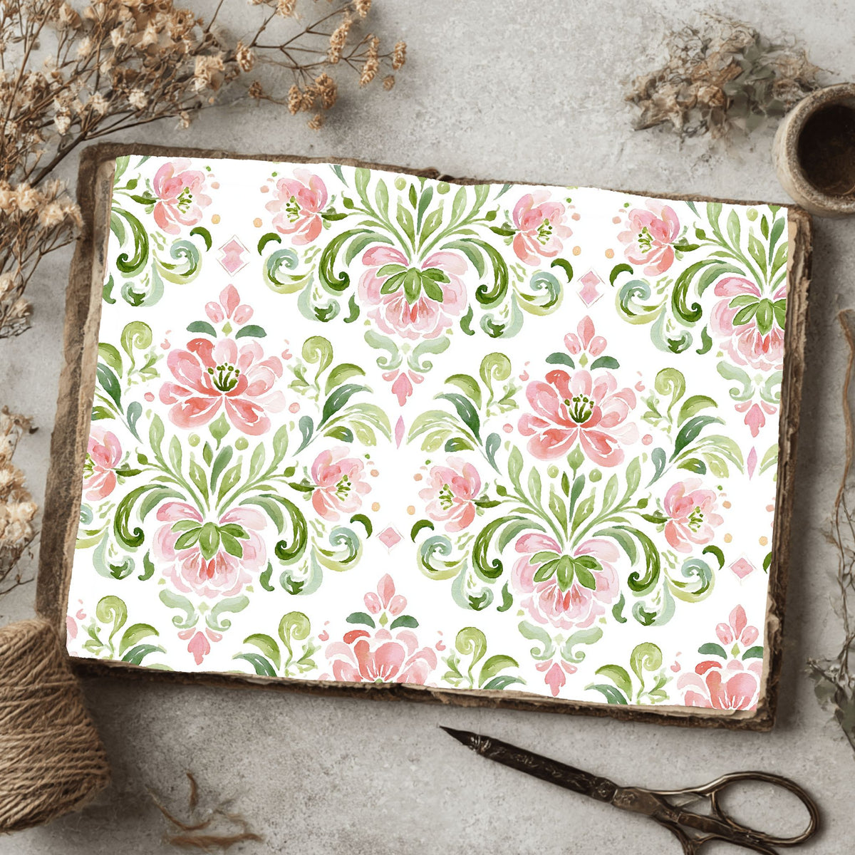 Pastel Pink & Green Watercolor Pattern