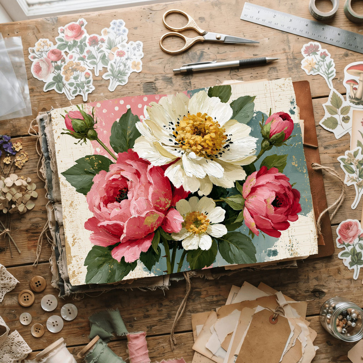 Pink & Gold Shabby Chic Journal Paper