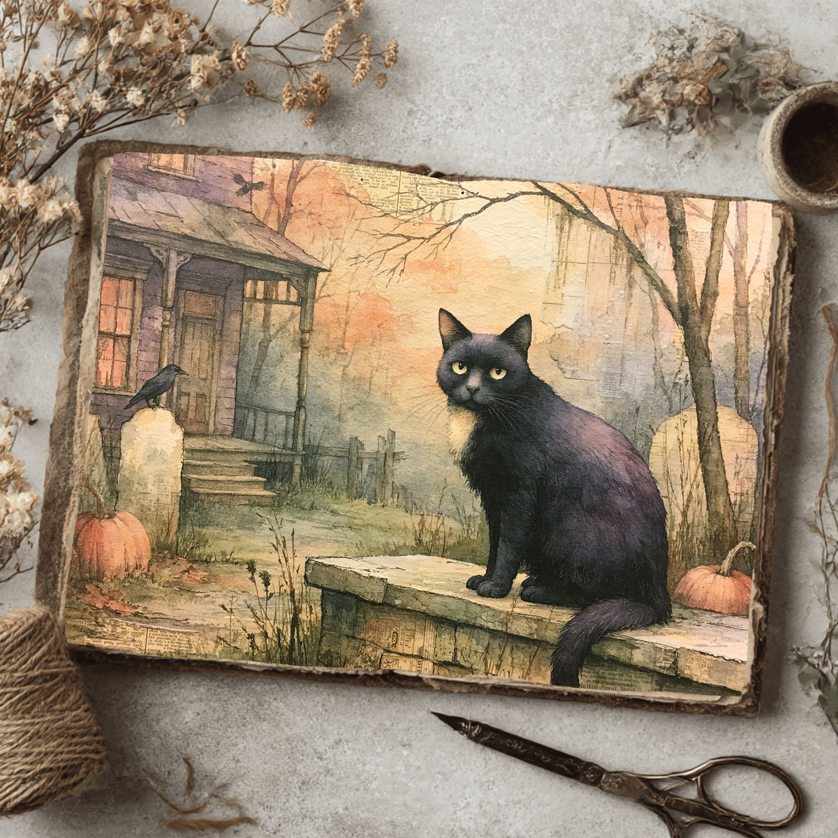 Purple Halloween Watercolor Art