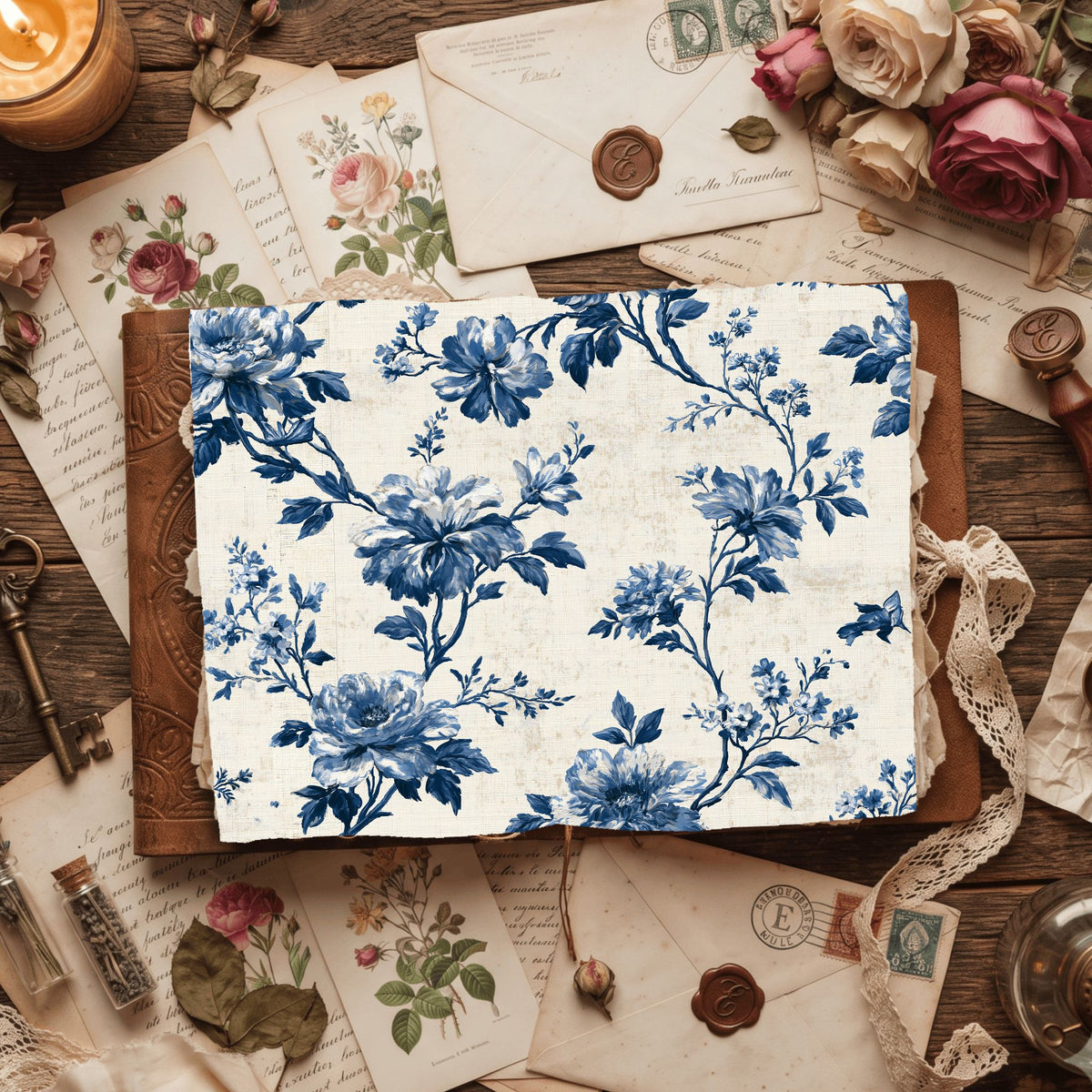 Vintage French Toile Floral Pattern