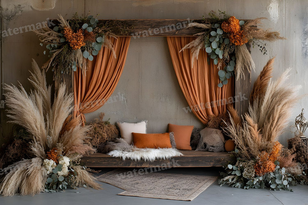 Boho Natural Wood Arch Backdrop Images