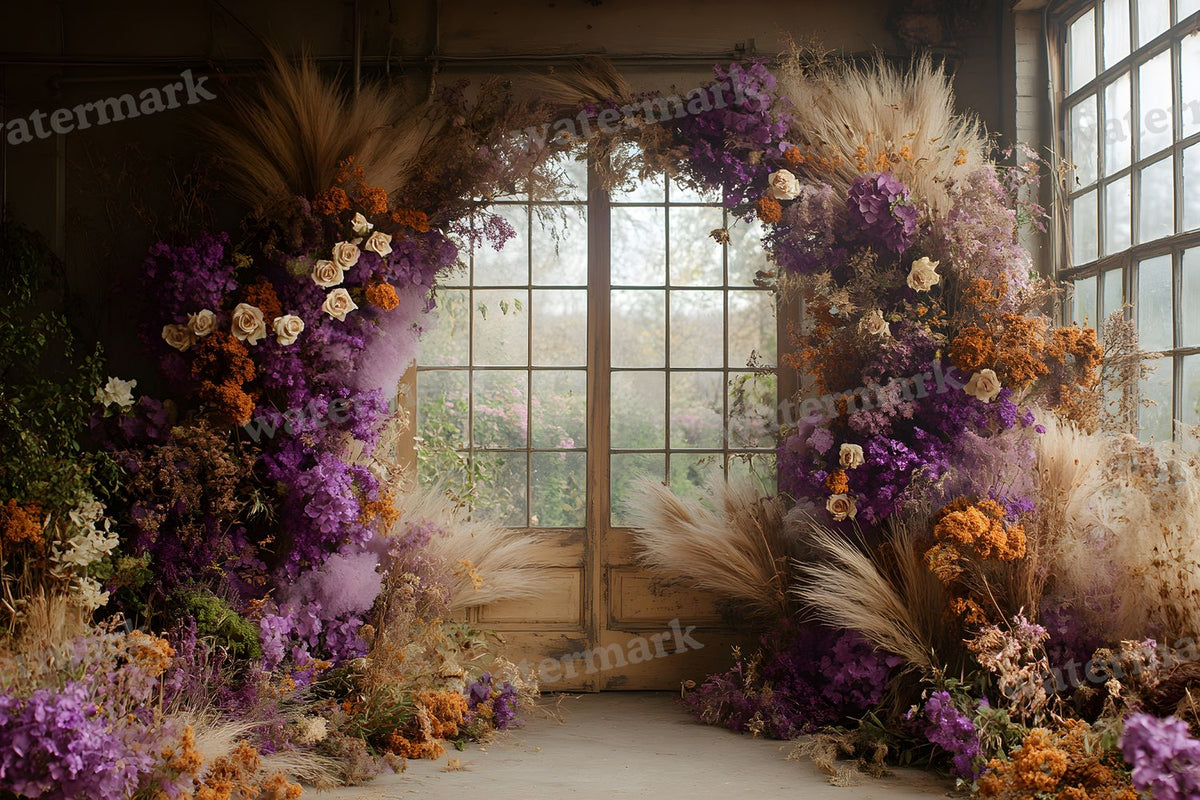 Boho Purple Arch Backdrop Images