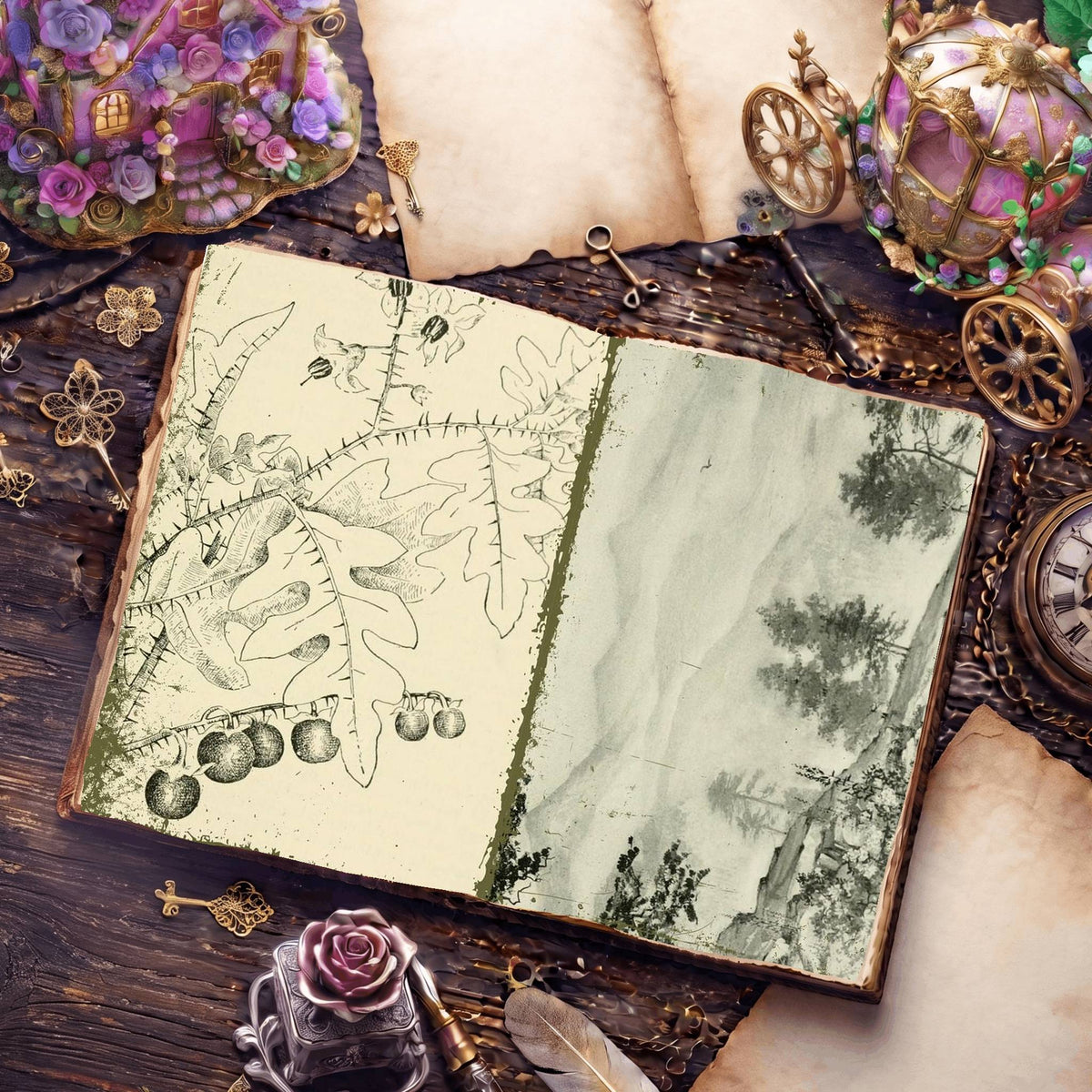 Botanical Sketches Digital Papers