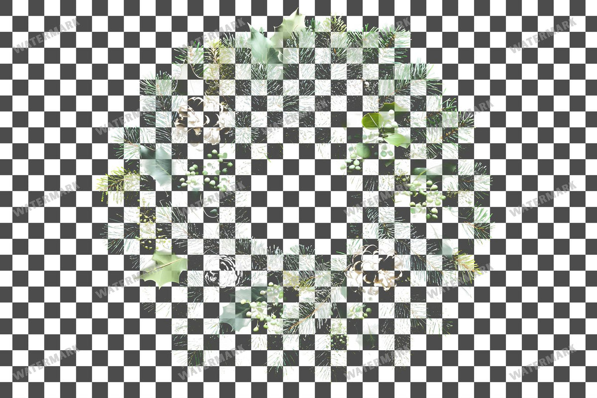 Christmas Wreath PNG overlay on a transparent checkered background, preview 24