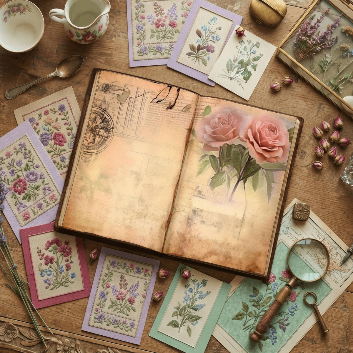 Faded Pink Roses Digital Papers